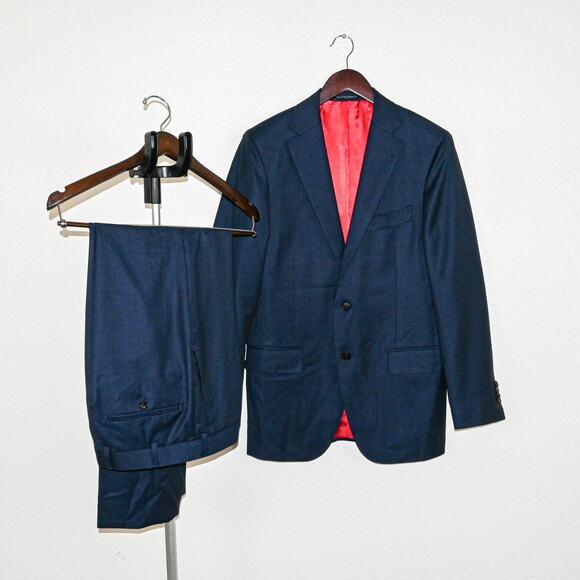 SUITSUPPLY $899 Blue Bird's Eye Sienna Suit Vitale Barberis Canoco 38R - Picture 1 of 16